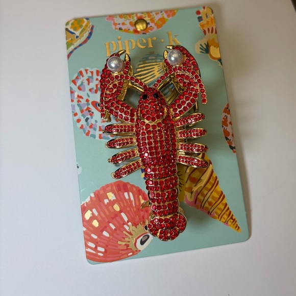 NWT ⚜️🦞⚜️ Piper K Lobster Metal Hair Claw Clip w Rhinestones & Faux Pearls - Picture 13 of 14